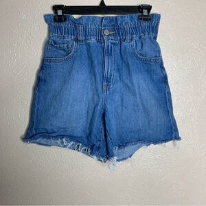 Aeropostale mom jean short paperbag high waist cut off blue
